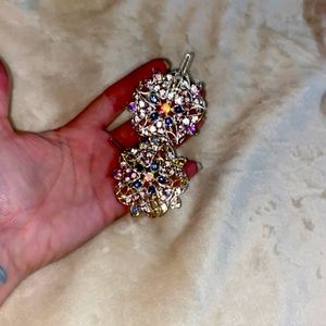 NIP So pretty silver hairclasps w/multicolored stones
